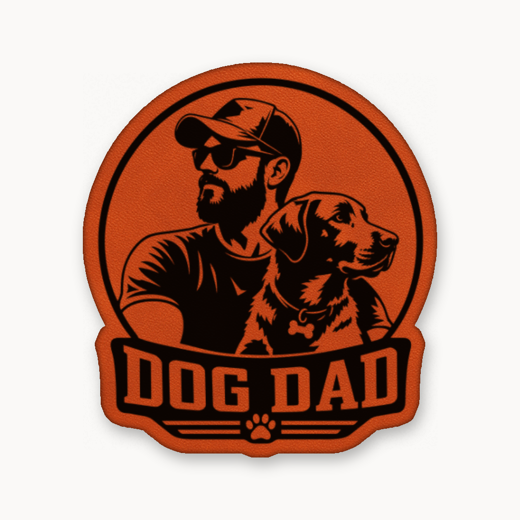 Dog Dad Style 1 – Leatherette Morale Patch — Classic Orange