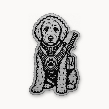 Tactical Labradoodle – Leatherette Morale Patch — Silver