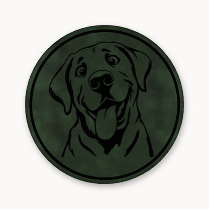 Goofy Labrador – Leatherette Morale Patch — Dark Saddle Green