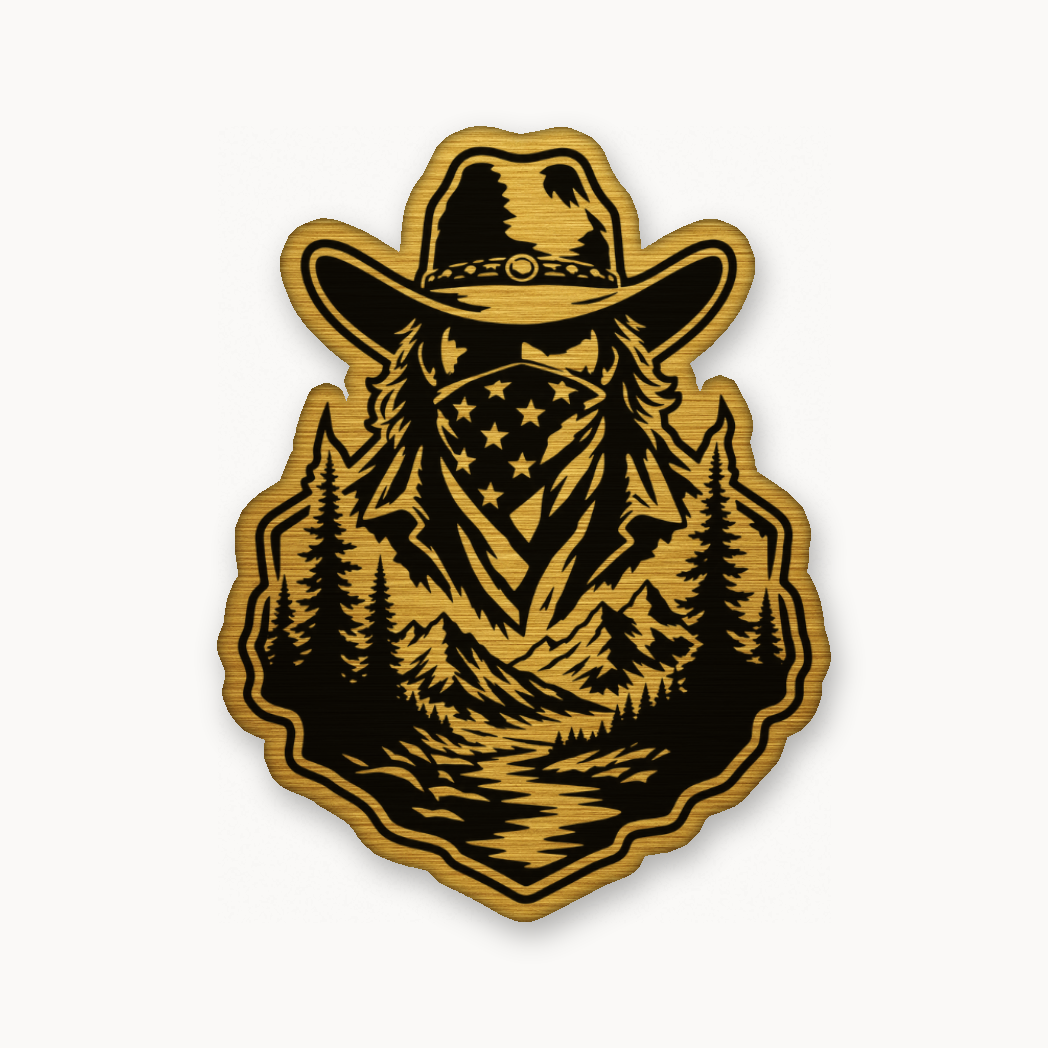 American Cowboy Style 1 – Leatherette Morale Patch — Gold