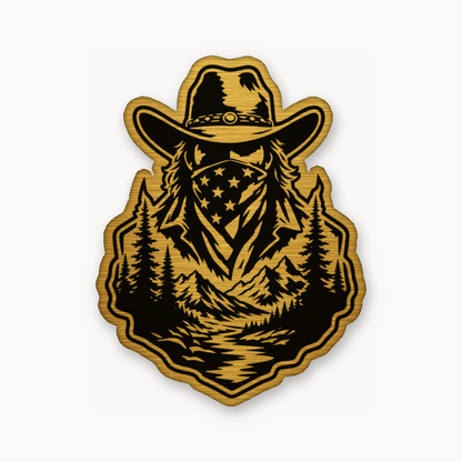 American Cowboy Style 1 – Leatherette Morale Patch — Gold