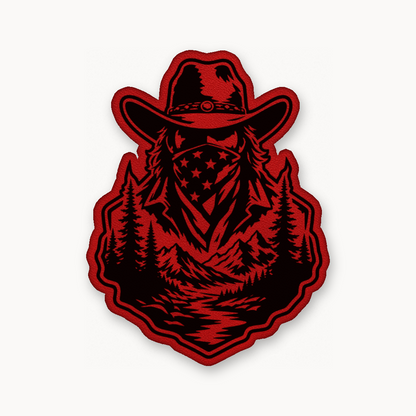 American Cowboy Style 1 – Leatherette Morale Patch — Classic Red