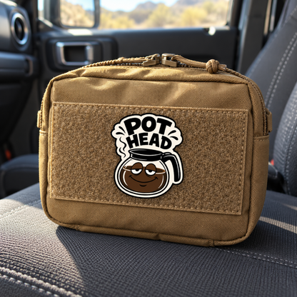 Pot Head Coffee Pot – Leatherette Morale Patch — in use
