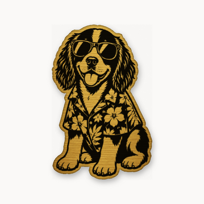 Beach Springer Spaniel – Leatherette Morale Patch — Gold
