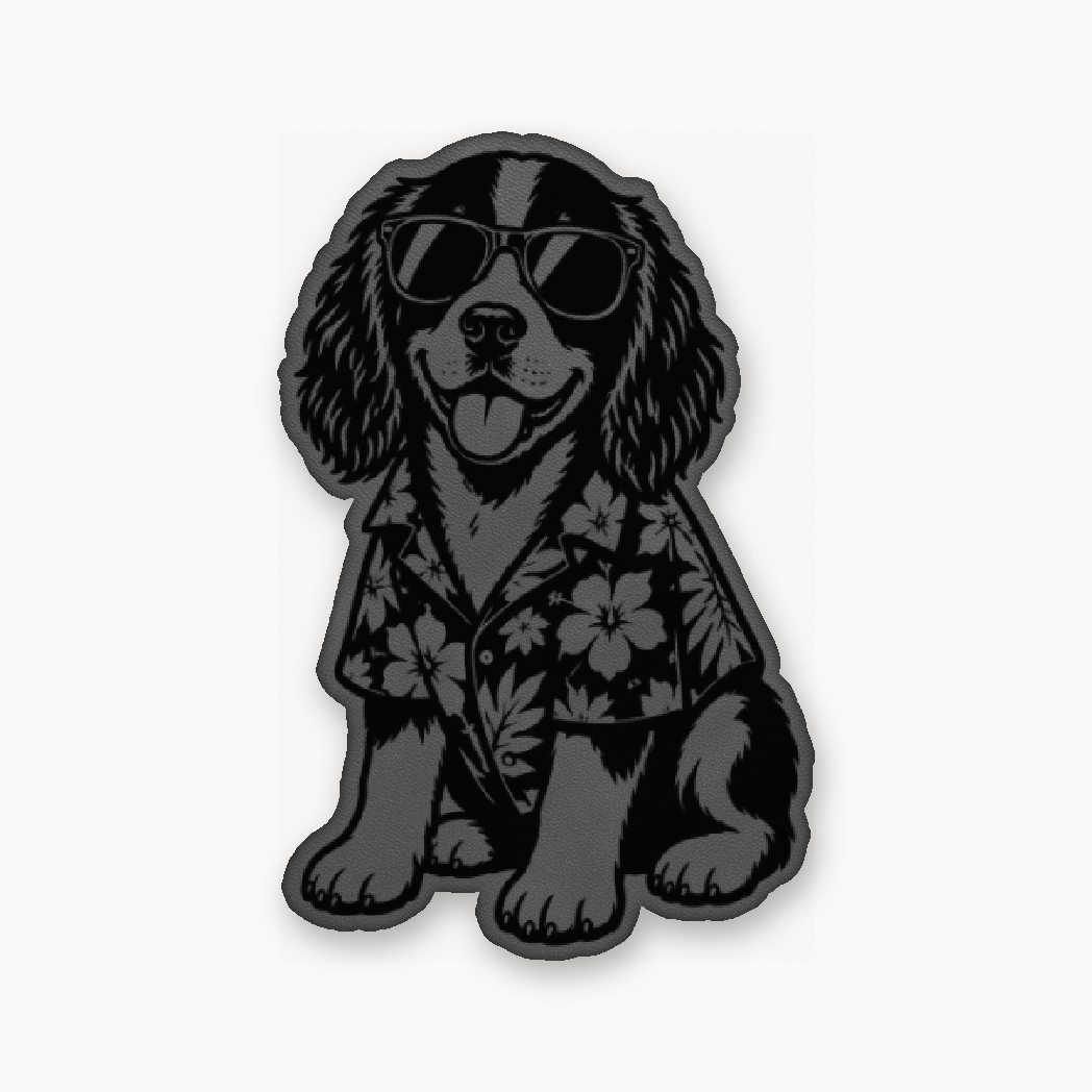 Beach Springer Spaniel – Leatherette Morale Patch — Classic Gray