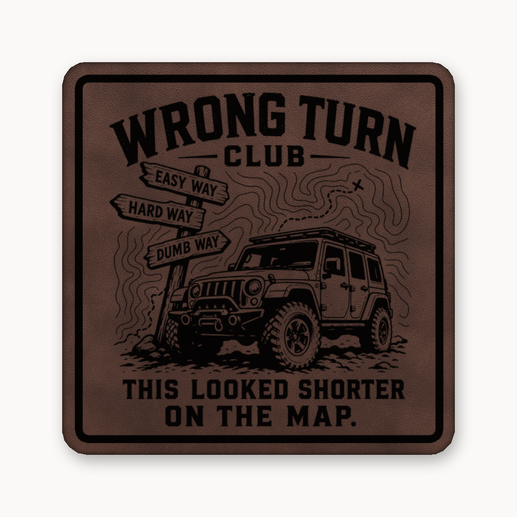Wrong Turn Club – Leatherette Morale Patch — Classic Light Brown