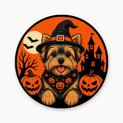 Halloween Yorkie – Leatherette Morale Patch — UV Color