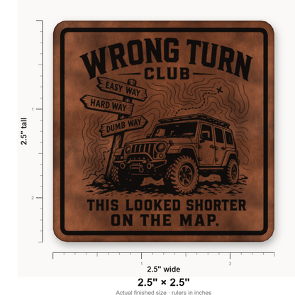 Wrong Turn Club – Leatherette Morale Patch — size guide