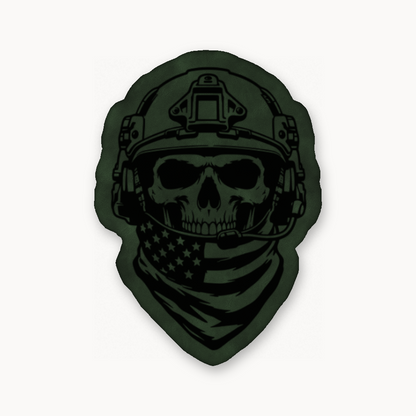 American Tactical Skull Operator – Leatherette Morale Patch — Dark Saddle Green