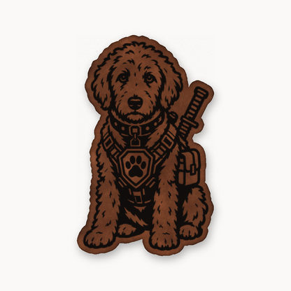 Tactical Labradoodle – Leatherette Morale Patch — Chestnut Saddle Brown