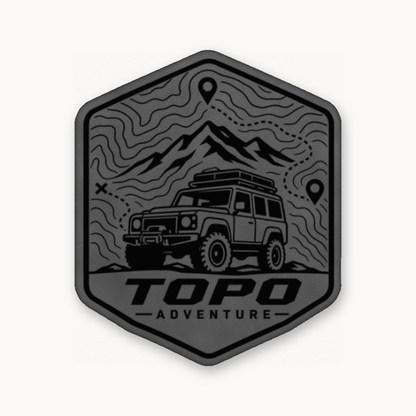 Topo Adventure Badge – Leatherette Morale Patch — Classic Gray
