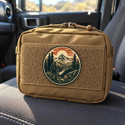 Vintage Mountain Hiker – Leatherette Morale Patch — in use