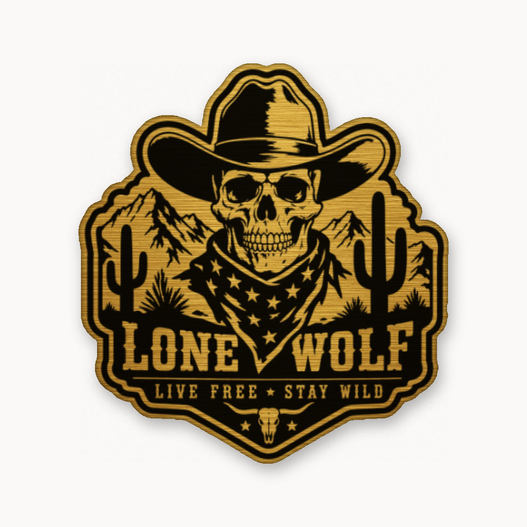 Lone Wolf Life Free Stay Wild – Leatherette Morale Patch — Gold