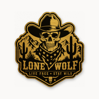 Lone Wolf Life Free Stay Wild – Leatherette Morale Patch — Gold