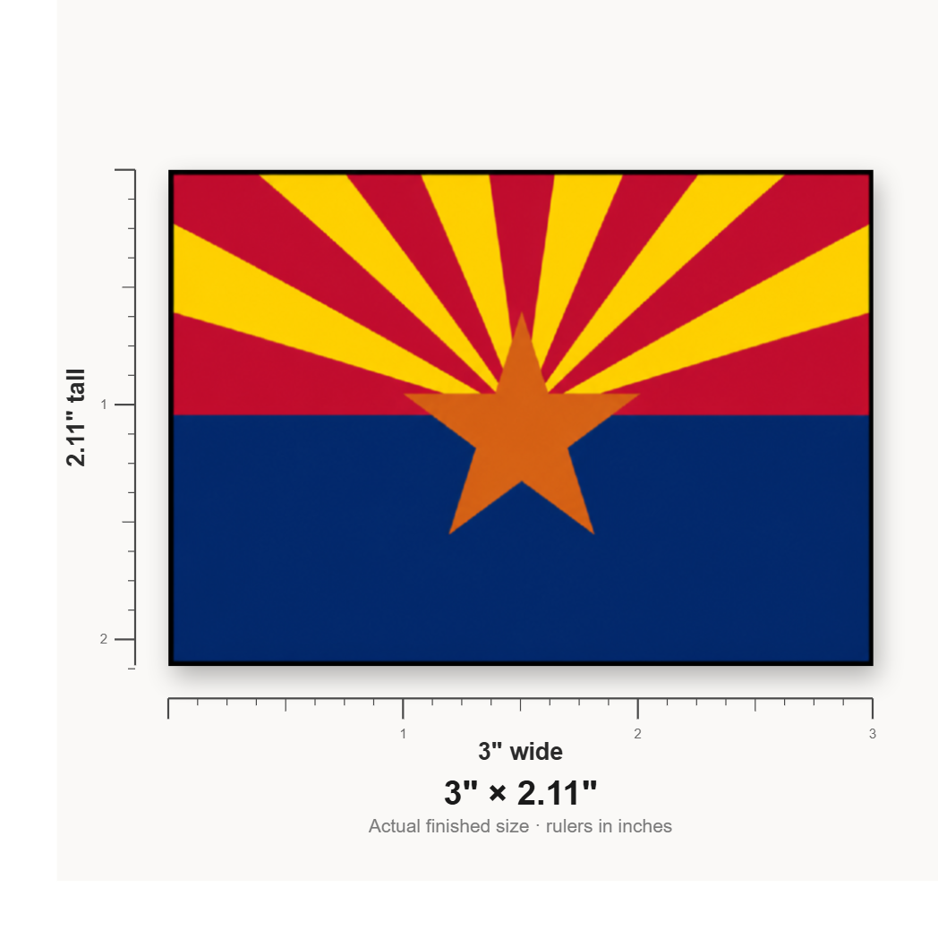 Arizona State Flag – Leatherette Morale Patch — size guide