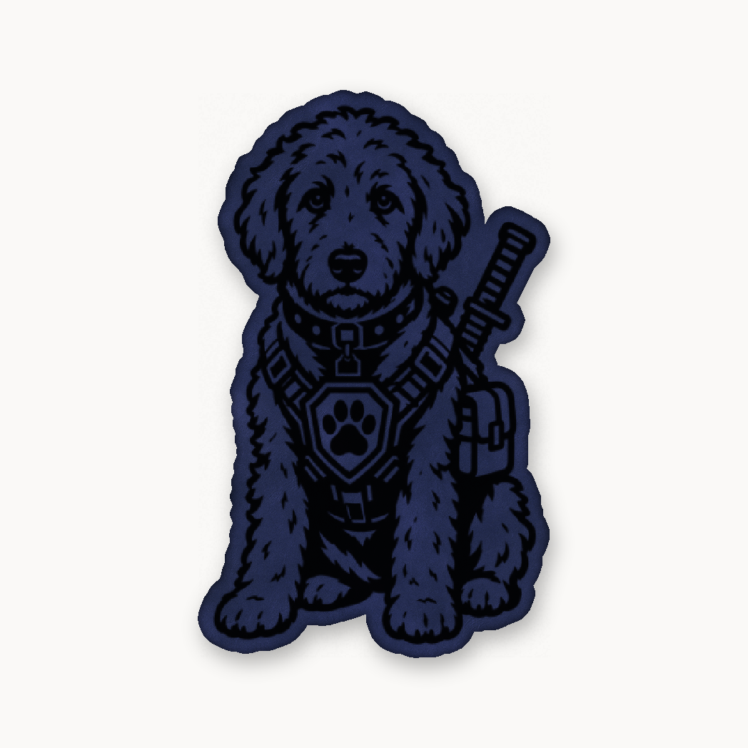 Tactical Labradoodle – Leatherette Morale Patch — Dark Saddle Blue