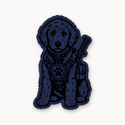 Tactical Labradoodle – Leatherette Morale Patch — Dark Saddle Blue