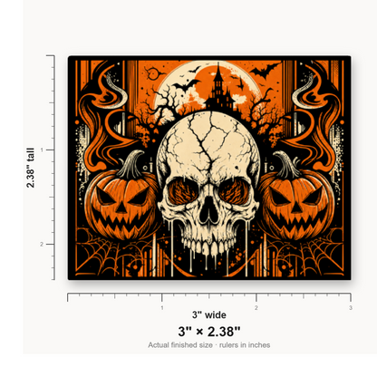 Haunted Skull & Pumpkins – Leatherette Morale Patch — size guide