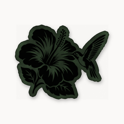 Humming Bird Flower – Leatherette Morale Patch — Dark Saddle Green