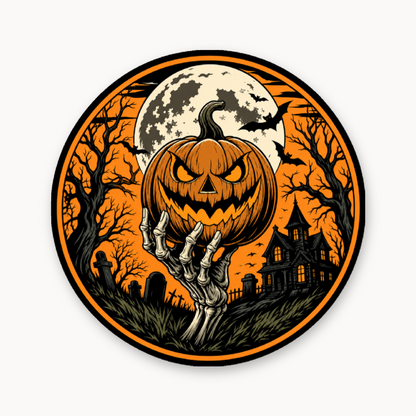 Halloween Pumpkin Night – Leatherette Morale Patch — UV Color