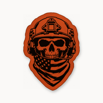 American Tactical Skull Operator – Leatherette Morale Patch — Classic Orange