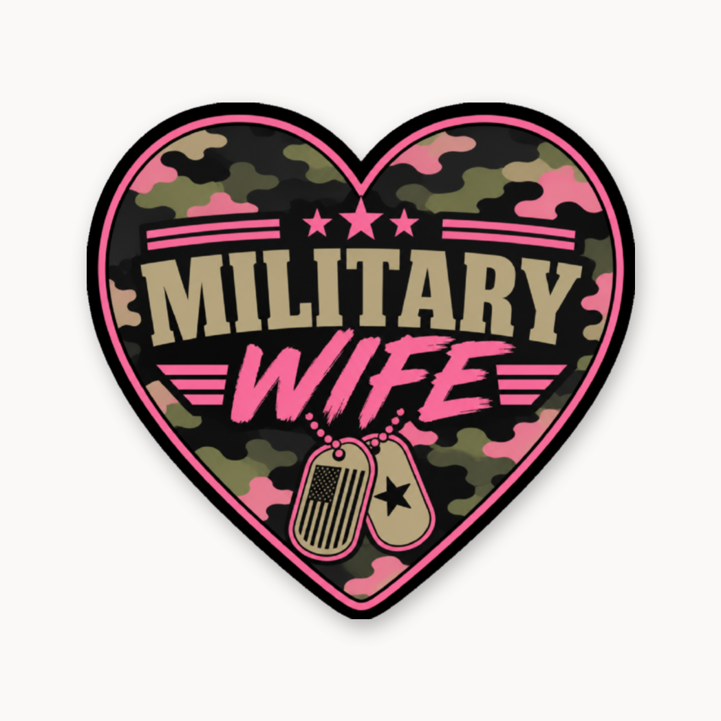 Military Wife Camo Heart – Leatherette Morale Patch — UV Color