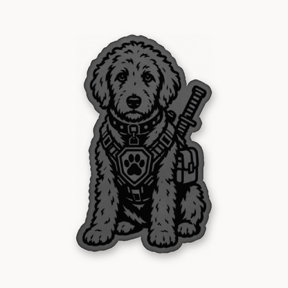 Tactical Labradoodle – Leatherette Morale Patch — Classic Gray