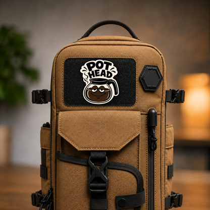 Pot Head Coffee Pot – Leatherette Morale Patch — in use