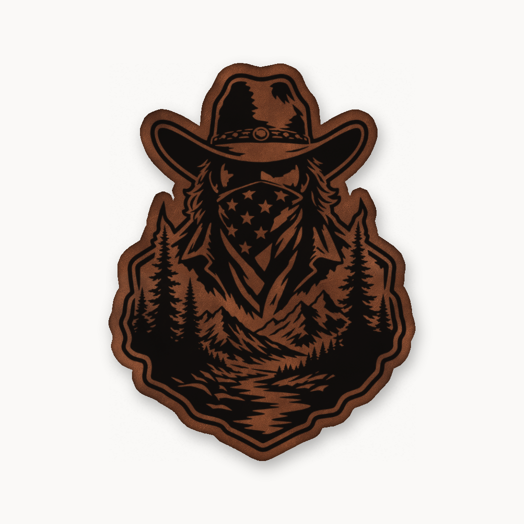 American Cowboy Style 1 – Leatherette Morale Patch — Chestnut Saddle Brown