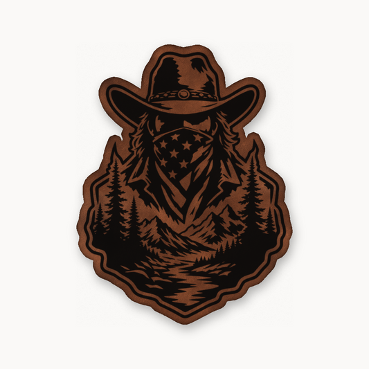 American Cowboy Style 1 – Leatherette Morale Patch — Chestnut Saddle Brown