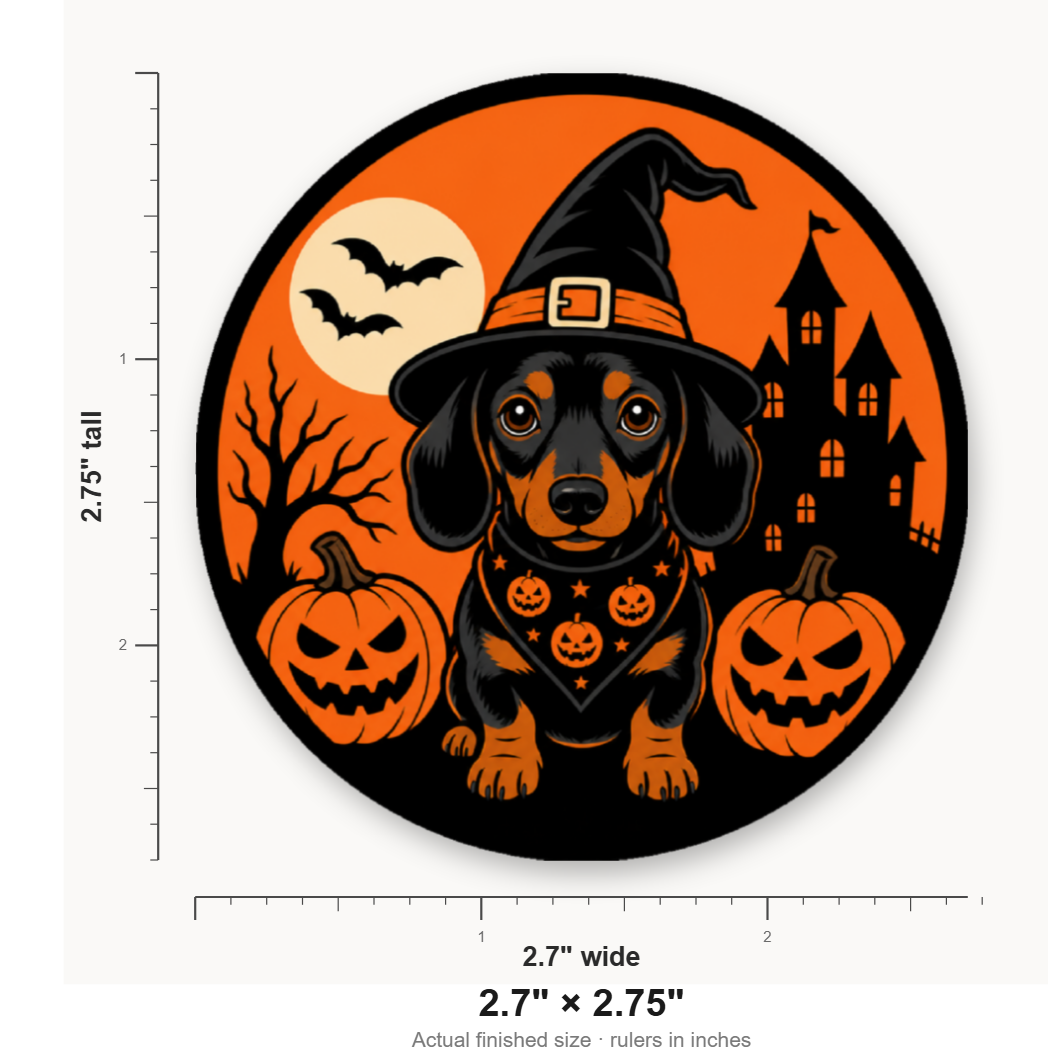 Halloween Dashshund Mini – Leatherette Morale Patch — size guide