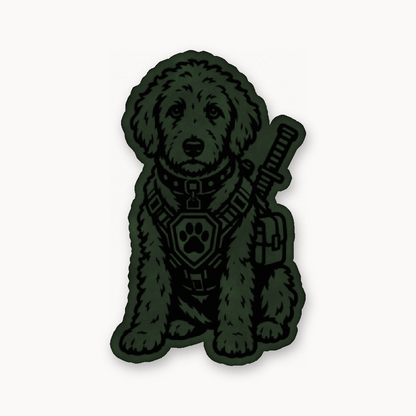 Tactical Labradoodle – Leatherette Morale Patch — Dark Saddle Green