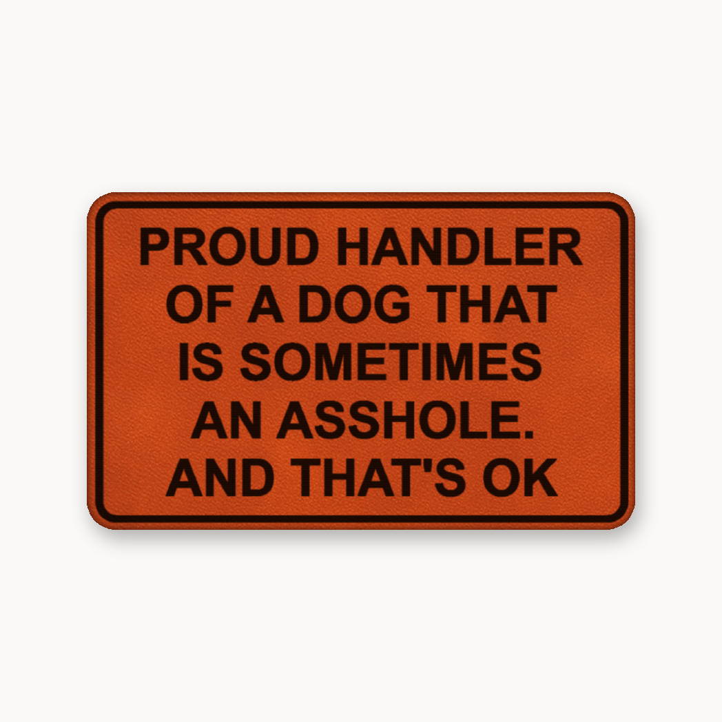 Proud Handler A**Hole – Leatherette Morale Patch — Classic Orange