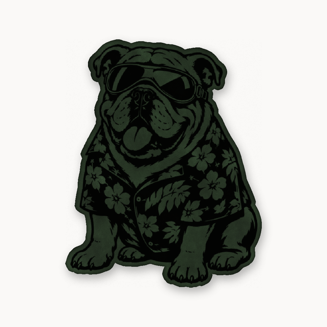 Beach Bulldog – Leatherette Morale Patch — Dark Saddle Green
