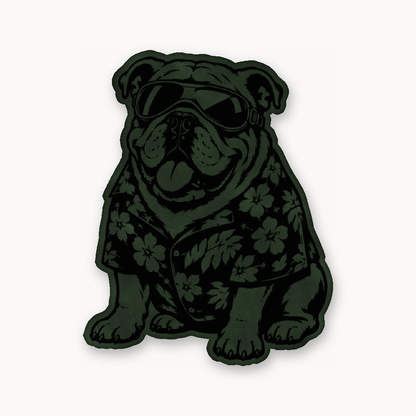 Beach Bulldog – Leatherette Morale Patch — Dark Saddle Green
