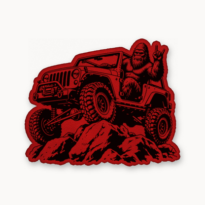 Sasquach Rocking Crawler – Leatherette Morale Patch — Classic Red