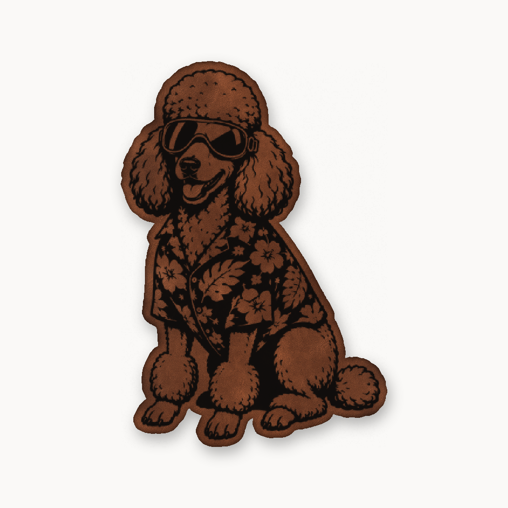 Beach Poodle Patrol – Leatherette Morale Patch — Chestnut Saddle Brown