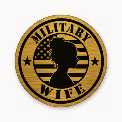 Military Wife Patch – Leatherette Morale Patch — Gold