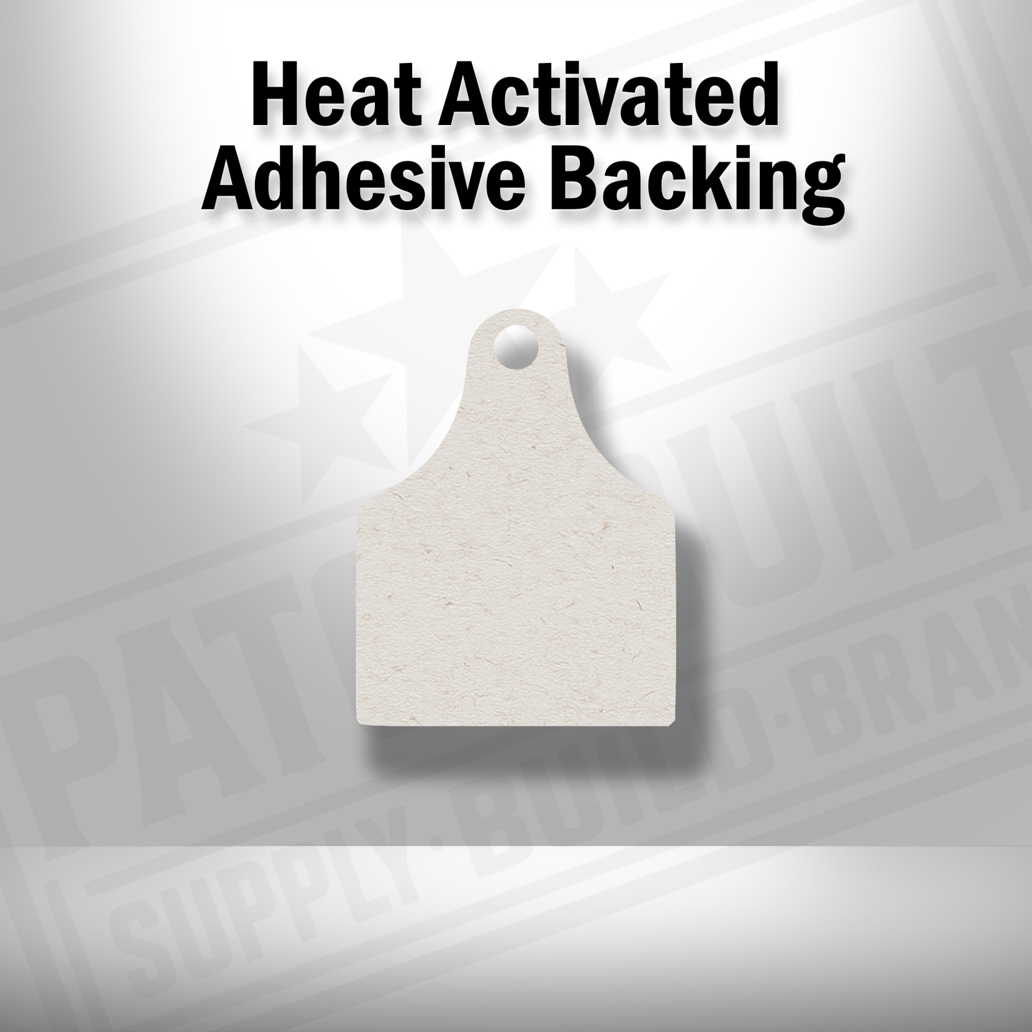 Blank Cow Tag Patch – Heat Activated Adhesive Backing