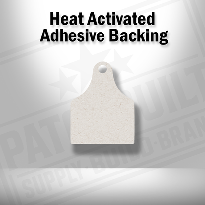Blank Cow Tag Patch – Heat Activated Adhesive Backing