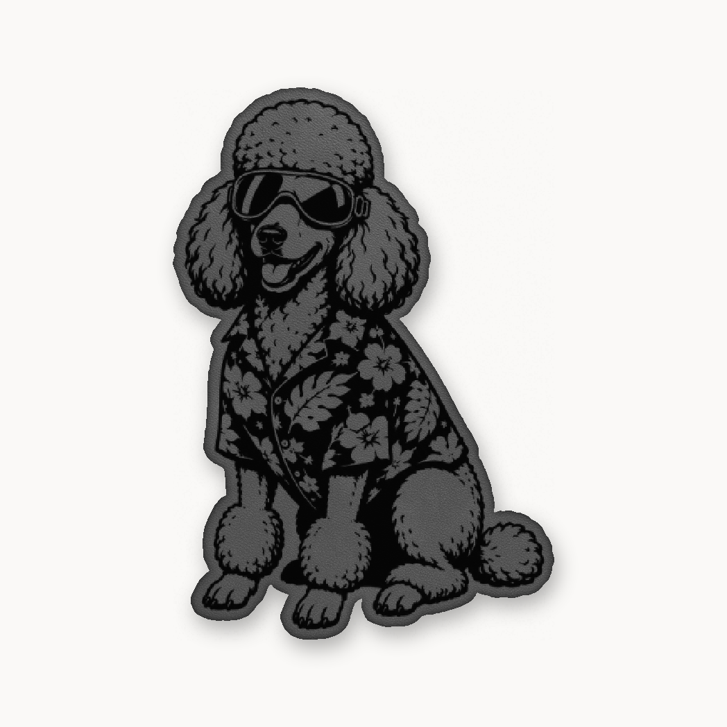 Beach Poodle Patrol – Leatherette Morale Patch — Classic Gray