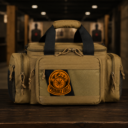 Probably Lost Compass Explorer – Leatherette Morale Patch — in use