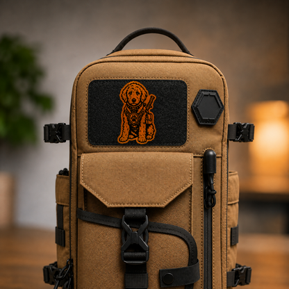 Tactical Labradoodle – Leatherette Morale Patch — in use