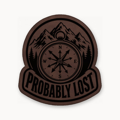 Probably Lost Compass Explorer – Leatherette Morale Patch — Classic Light Brown