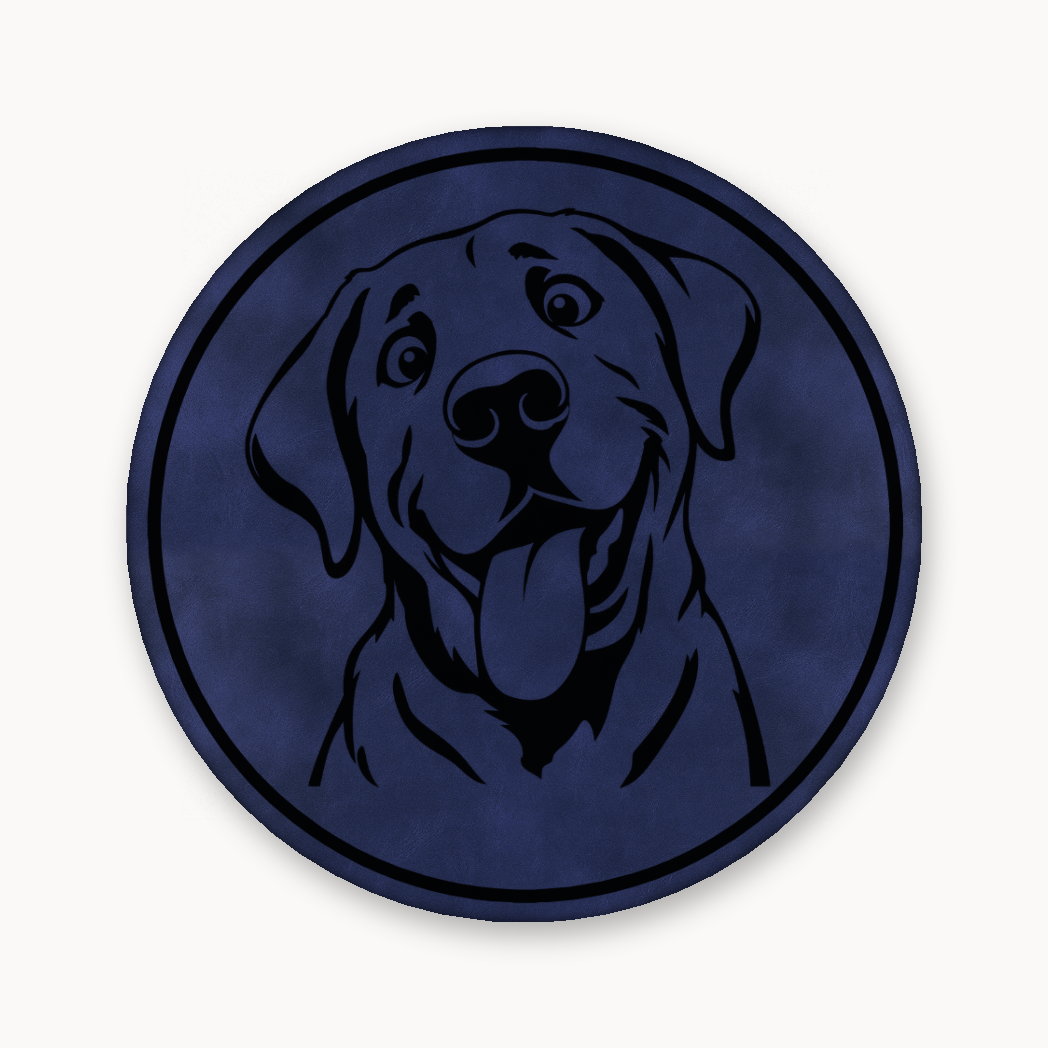 Goofy Labrador – Leatherette Morale Patch — Dark Saddle Blue