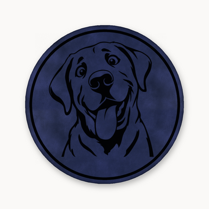 Goofy Labrador – Leatherette Morale Patch — Dark Saddle Blue