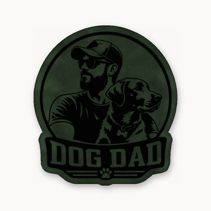 Dog Dad Style 1 – Leatherette Morale Patch — Dark Saddle Green