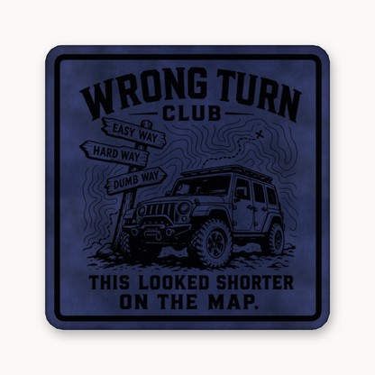 Wrong Turn Club – Leatherette Morale Patch — Dark Saddle Blue