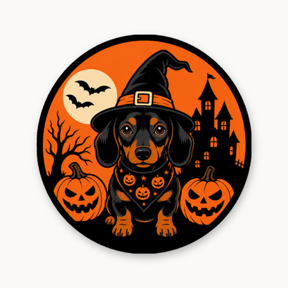 Halloween Dashshund Mini – Leatherette Morale Patch — UV Color