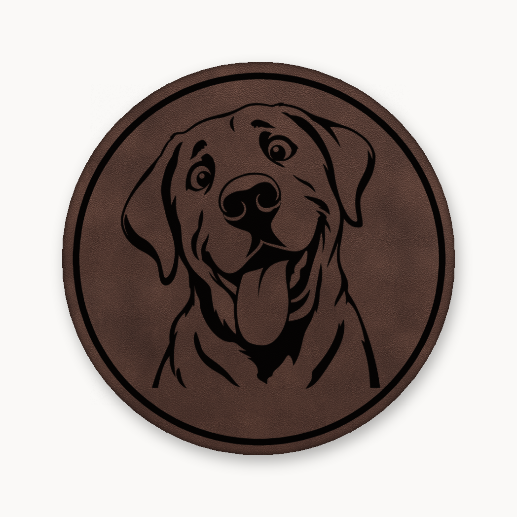 Goofy Labrador – Leatherette Morale Patch — Classic Light Brown